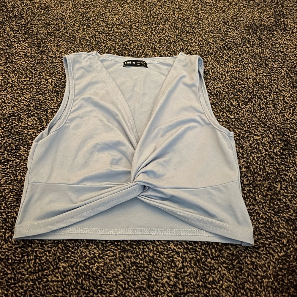 Light blue twist front crop top